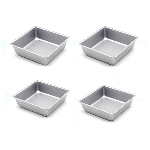 Astra Gourmet Flunyina 4 Inches Non-Stick Square Cake Pans Set of 4 Carbon Steel Cake Molds for Home Daily Housewarming Wedding Birthday Party Brownie Making