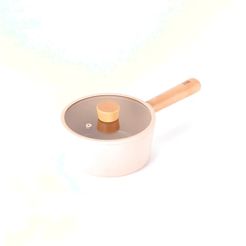 Neoflam FIKA 1.7QT 18cm Mini Peach IH Saucepan with Glass Lid, Full Induction Heating