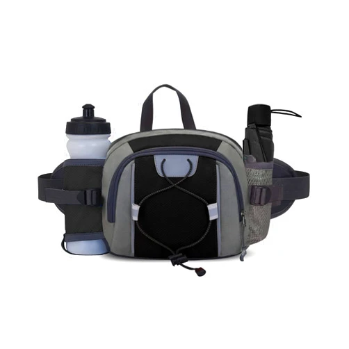 Peicees Hiking Fanny Pack Large Waist Bag for Men Women with Bottle Holder Water Resistant Lumbar Pack for Hiking Camping Fishing Outdoor (Bottle Not Included)