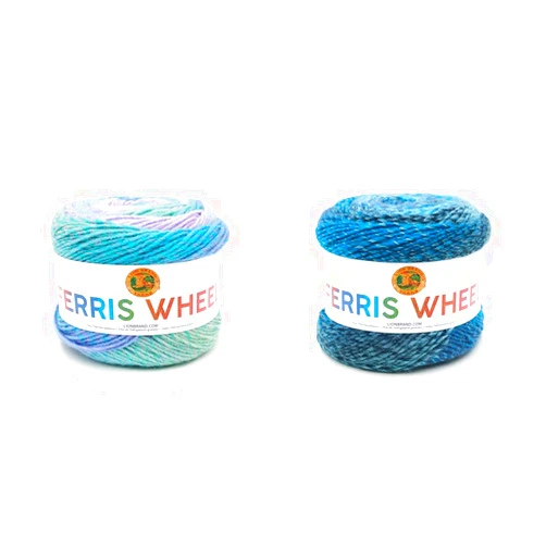 Lion Brand Yarn Ferris Wheel Yarn, Cotton Candy and Full Moon Bundle