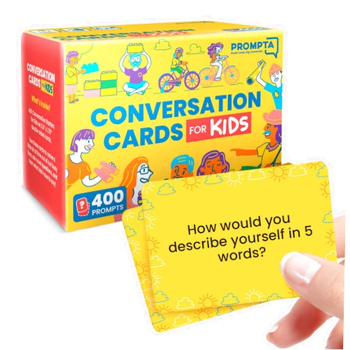 Discussables Conversation Cards for Kids – 400 Convo Starters for Family Game Night or Dinner – Road Trip Must Haves – Travel Games for Children Age 8-12 – Connect and Build Social Emotional Learning Skills