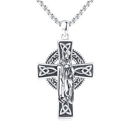 StoryEtain 925 Sterling Silver Saint Patron Medal Necklace Amulet Protection Religious Christian Catholic Jewelry Gifts for Men Women