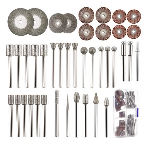 Cedilis 43-Pack Stone Carving Set - 26 Diamond Burr Bits, 10 Impeller, 4 Diamond Cutting Wheel, 3 Metal Dremel, Polishing Rotary Tools for Stone, Rocks, Jewelry, Glass, Ceramics Dremel Rotary Tools