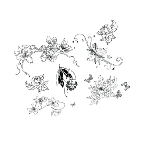 Neva Nude Femme Flor-al Flowers Large Temporary Tattoo Pack | Body Decoration for Festivals, Raves, and More