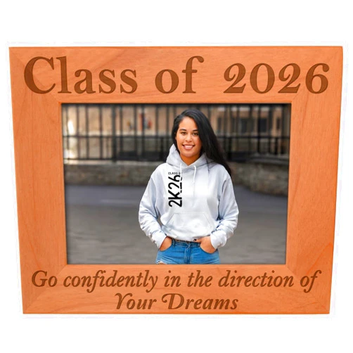 Gifts For All By Rachel Olevia Graduation Gift Class of 2026 Senior Quote Wood Laser Engraved Landscape 5x7 Picture Frame