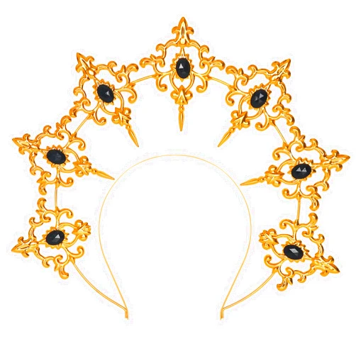 L'VOW Mary Halo Crown Baroque Saint Headdress Stars Goddess Tiara and Crown for Women Boho Wedding Headpiece Costume