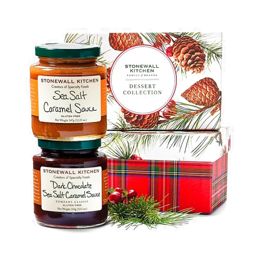 Stonewall Kitchen Holiday 2 Piece Dessert Sauce Collection Gift Set and Gift Box