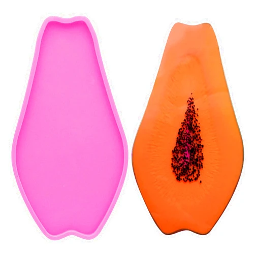 Angel Wings Super Glossy Large Papaya Geode Coaster Agate Resin Silicone Molds Epoxy Fruit Style Resin Mold, Tray Resin Casting Mold for DIY Agate Coaster, Cup Mats, Bowl Mat, Home Decoration, 11 * 7.3 inch