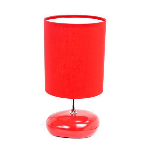 Simple Designs LT2005-RED Stonies Small Stone Look Table Desk Bedside Lamp, Red