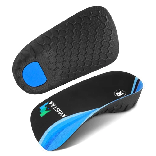 Avustaa High Arch Support Insoles 3/4 Orthotic Inserts for Flat Feet Plantar Fasciitis Relief Overpronation, Shoes Insoles for Men Women Running, Black and Blue(M:Men 6.5-8.5, Women 7.5-9.5)