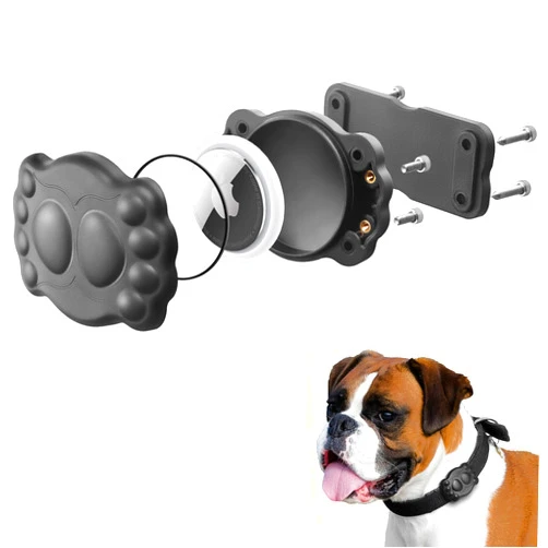 MOOGROU Portable Electronic Device Cover, IP68 Waterproof Air Tag Pet Collar Holder for Tracking Pets, Fits All Width Collars, Newest Airtag Case Easy to Install (1 Pack)