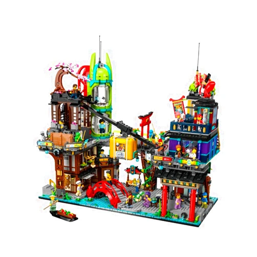 LEGO NINJAGO City Markets 71799 Building Set – Modular City Expansion with 21 Minifigures, Detailed Shops & Apartments, Collectible Display Model for Ages 14+