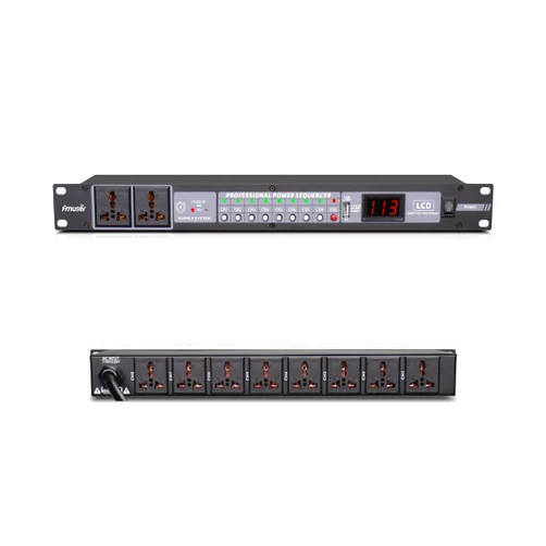 Fmuser 10-Outlet Power Sequencer Conditioner, 3000W Rack Power Conditioner with Independent Power Switch Surge Protector LCD Display, Ideal for Studio and Home Theater Sound System