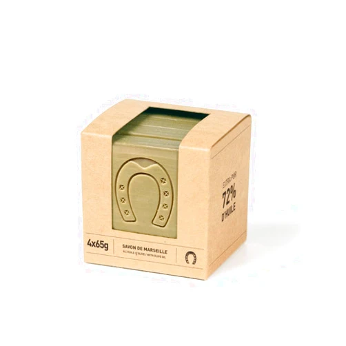 Fer a Cheval Fer à Cheval Pure Olive Savon De Marseille Soap Bar Sliced Cubes, French Olive Oil Soap Bar Slices, 4x65g/2.29oz