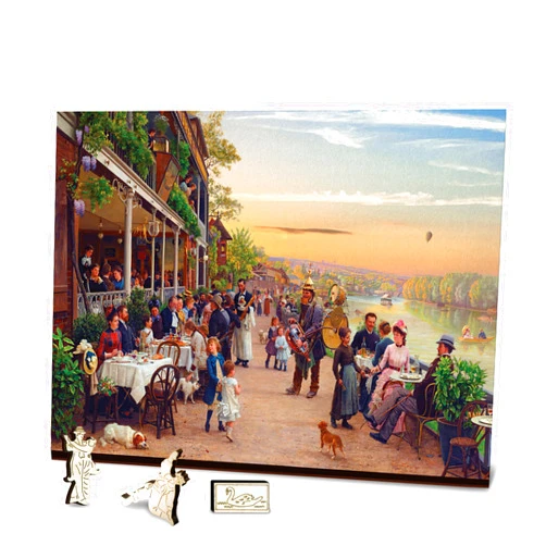 Doctor Puzzle Philosophy of the game Doctor Puzzle Wooden Puzzles for Adults 150 Pieces - Double-Sided Wooden Jigsaw Puzzles with Unique Shapes - Sunday in The Bas-Meudon - Gift Family Game 11 x 7 Inch for Adults and Teens