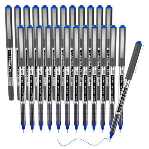 Shuttle Art RollerBall Pens, 25 Pack Blue Fine Point Roller Ball Pens, 0.5mm Liquid Ink Pens for Writing Journaling Taking Notes School Office