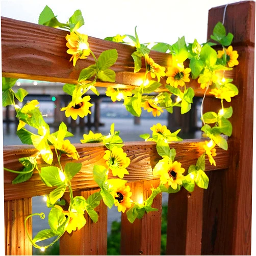 WLMall Sunflower Decor String Lights, Sunflower Garland Wreath Hanging Lamp with 20 LED, Fairy Night Lights for Home/Room/Bedroom/Bathroom/Wedding/Party/Garden Decoration (6.5 FT, Battery Powered)