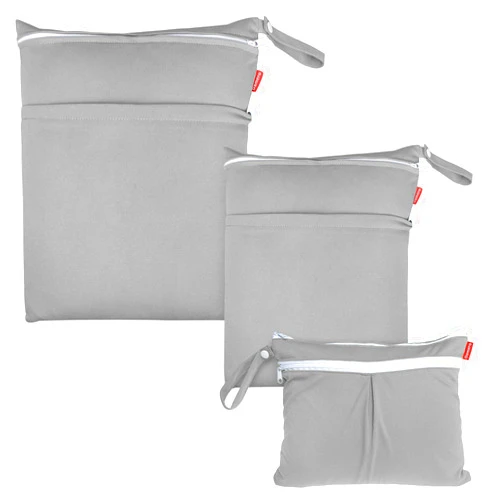 Damero 3pcs Pack Wet Dry Bag for Cloth Diapers Daycare Organizer Bag, Gray