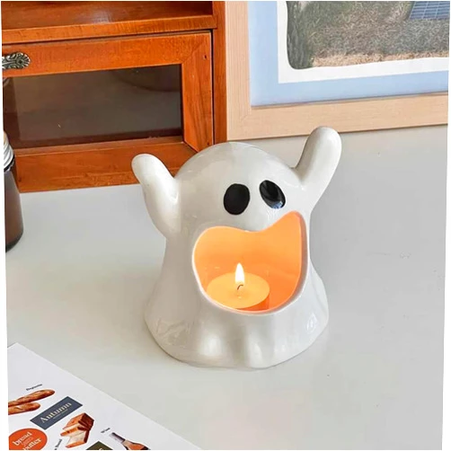 Keboygym Cat Candle Holder|Kitten Tea Light Candle Holders | Warming Paws Cat Tealight Holders Ornaments|Cute Candles Holder Home Decor Cat Gifts for Cat Lovers (Big Ghost)