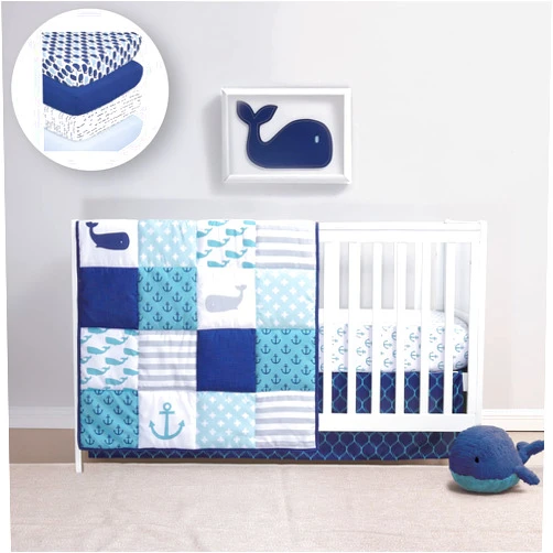 The Peanutshell Nautical Nursery Collection - 7 Piece Set - Crib Comforter, 5 Crib Sheets, Crib Skirt