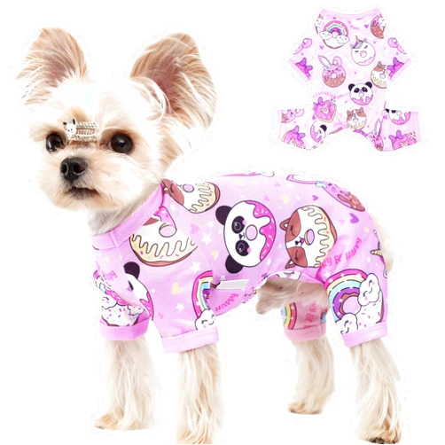Viunimo Dog Onesie XS~XXL Dog Pajamas Small Dog Clothes Girl Boy Cute Chihuahua Clothes Summer Puppy Pajamas Breathable Cat Onesie Pet Jumpsuit Doggie Outfit (Purple, X-Small)