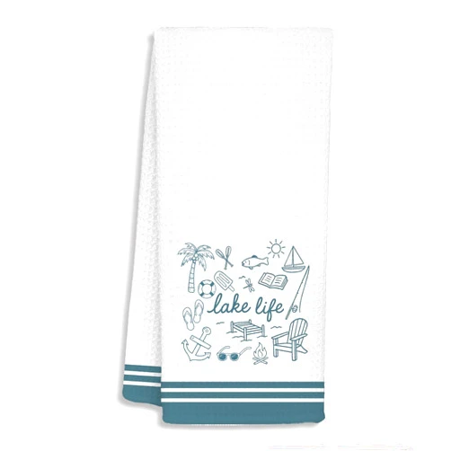 STHTTSW Lake House Bathroom Dish Towels, Lake House Gifts for Women Dish Tea Towels, Nautical Farmhouse Lakeside Lakehouse Decorative Hand Towels for Kitchen Bathroom Decor, 16x24 Inch