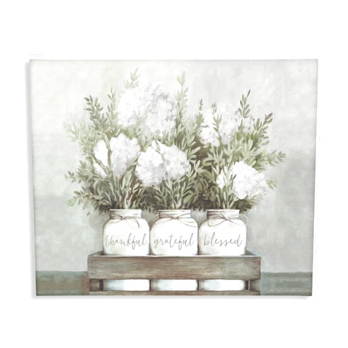 Stupell Industries Pristine Hydrangea Bouquets Thankful Grateful Blessed Sentiment Canvas Wall Art Design by Dogwood Portfolio