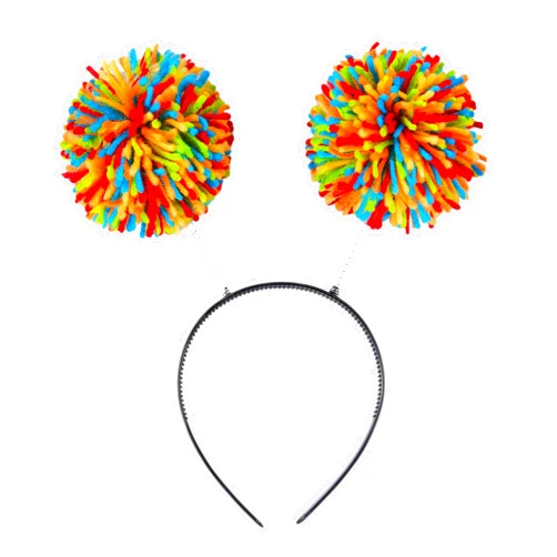Spooktacular Creations Halloween Rainbow Pom Pom Headbopper Headband, Vibrant Head Bopper for Kids Adults Girls Women Halloween Costume Wacky Crazy Hair Day Party Accessories Props