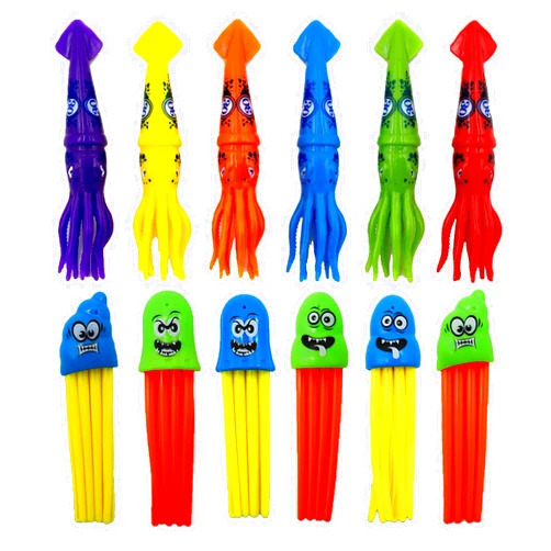 Haktoys Underwater Pool Diving Toy Set for Kids, Practice Diving and Swimming, Multicolor Sinking Squids and Jellyfish (Set of 12 Pieces)