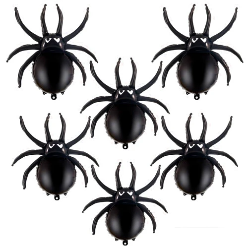YOTHORN 6 Pcs Black Spider Balloons, Halloween Party Decorations, 33 Inch Spider Foil Mylar Balloons for Halloween Party Birthday Haunted House Spooky Decoration Supplies