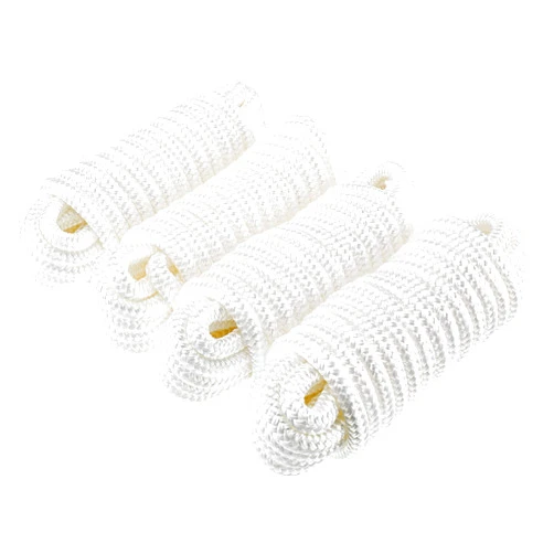 Amarine Made 4 Pack of 3/4 Inch 30 Feet Double Braid Nylon Dockline Mooring Rope Double Braided Dock Line,Working Load Limit:1900LBS,Breaking Strength:9500LBS (White)