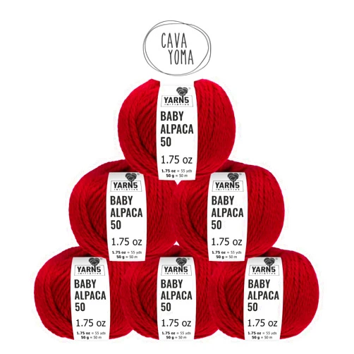 CAVAYOMA 100% Baby Alpaca Yarn Chunky in 30+ Colors (itch-free) #5 Bulky Baby Alpaca Yarn for Knitting & Crocheting Set of 6 Skeins (300g, 10,5oz) Hand selected Quality from Peru - Garnet Red