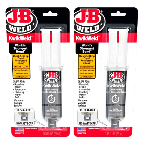 J-B Weld 6 Minute Set Epoxy KwikWeld, High Strength, Waterproof, 2 Pack, Dark Grey, 50176-2