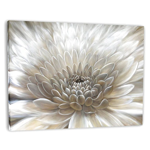 Yihui Arts Wall Art Botanical Pictures Brown and Cream Flowers Oil Painting Floral Artwork on Wrapped Canvas for Living Room Decor