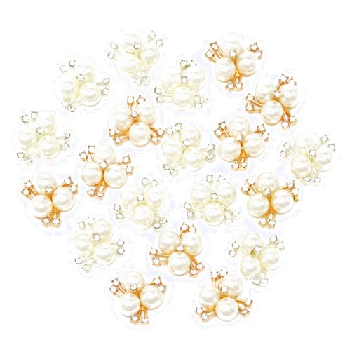 Honbay 20PCS 2cm/0.79inch Flatback Rhinestone Pearl Flower Embellishments for Weddings or DIY Crafts