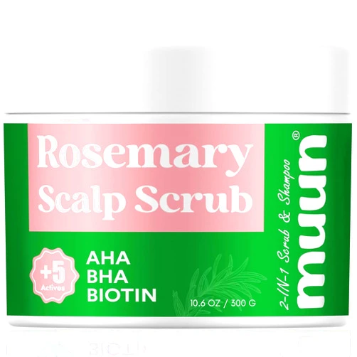 Muun 2-IN-1 Scalp Scrub & Shampoo - Rosemary Sea Salt , AHA & BHA Scalp Exfoliator - Hair Scrub Pre Shampoo Anti-Dandruff, Itchy Flaky Relief - Sulfate & Silicon Free, Dry Scalp Treatment & Detox