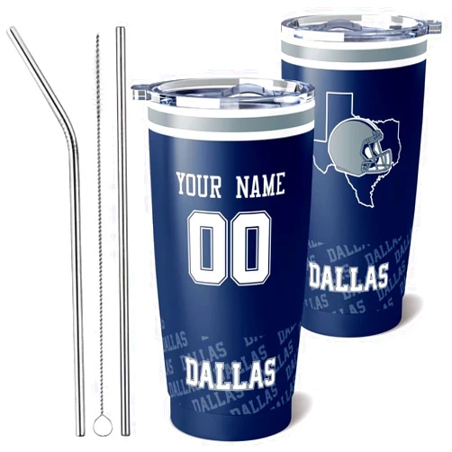 ANTKING Dallas Cup Coffee Mug Travel Tumbler Custom Name Number for Men Women Youth Gifts