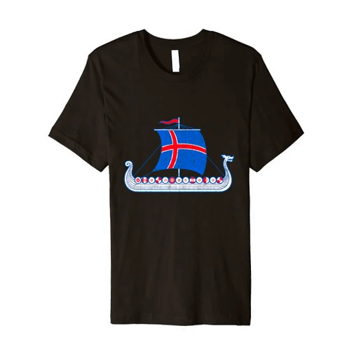 Icelander Viking Ship Icelandic Iceland Flag Boat Viking Premium T-Shirt