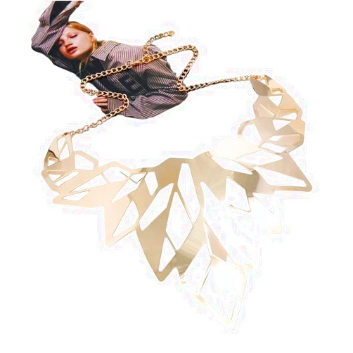 Generic Dituta Lzhlq Hollow Out Leaves Maxi Necklace Women Necklace Collar Punk Large Fashion Jewelry Statement Choker Ethnic Colar