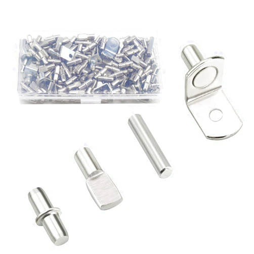 Sutemribor 100PCS Nickel Plated Shelf Bracket Pegs Cabinet Furniture Shelf Pins Support, 4 Styles