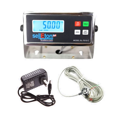 SELLETON.COM ACCURATE SCALES WITH BETTER PRICING SellEton SL-7515-C Indicator with 5 Prong Connection, LCD display with backlight, PCB board, RS232 Output, Compatible with Any Floor Scale