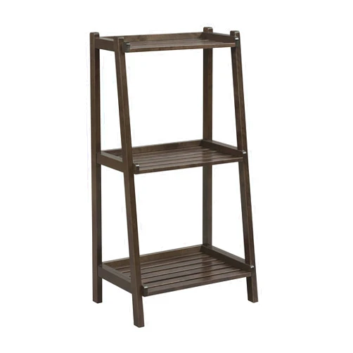 New Ridge Home Goods Dunnsville 3-Shelf Wood Ladder Bookcase with Open Bookshelves for Living Room and Home Office, Espresso