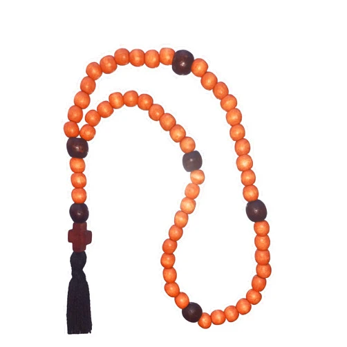 Generic Christian Orthodox Komboskoini Prayer Rope Natural Oak Wooden Chotki 50 Beads Set Men Women Beige