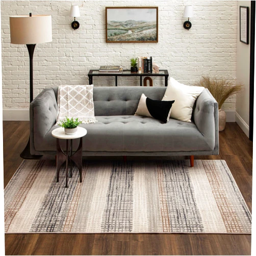 Mohawk Home Edgewater Modern Abstract Stripe Beige 2' 1