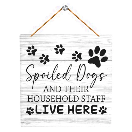 Penzedu Spoiled Dogs Live Here Wooden Sign Home Decor Funny Dog Paw Prints Wooden Sign Decorations For Home Decor Dog Lover Gifts 12