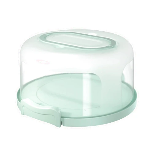 Top Shelf Elements Round Cake Carrier Two Sided Cake Holder Serves as Five Section Serving Tray, Portable Fits 10 inch Cake, Box Comes With Handle, Container Holds Pies (Green)