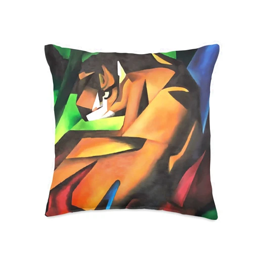 Tiger Art Tees And Awesome Big Cat Gifts by taiche Tiger in Geometric Art Style Throw Pillow, 16x16, Multicolor