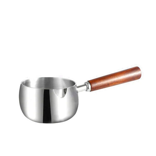 IMEEA Milk Butter Warmer Pot 17oz SUS304 Stainless Steel Sauce Pot with Wooden Handle for Heating Milk, Melting Butter, Warming Sauces