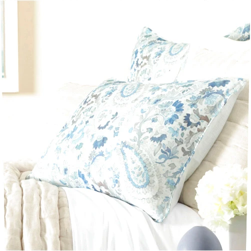 Pine Cone Hill INES Linen Blue Sham, King Size, Blue Paisley Pattern