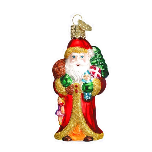 Old World Christmas Ornaments Father Christmas W/Gifts Glass Blown Ornaments Tree